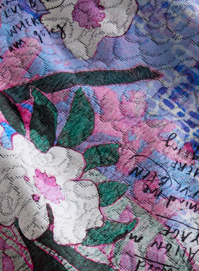 Flower and Script Quilted Top