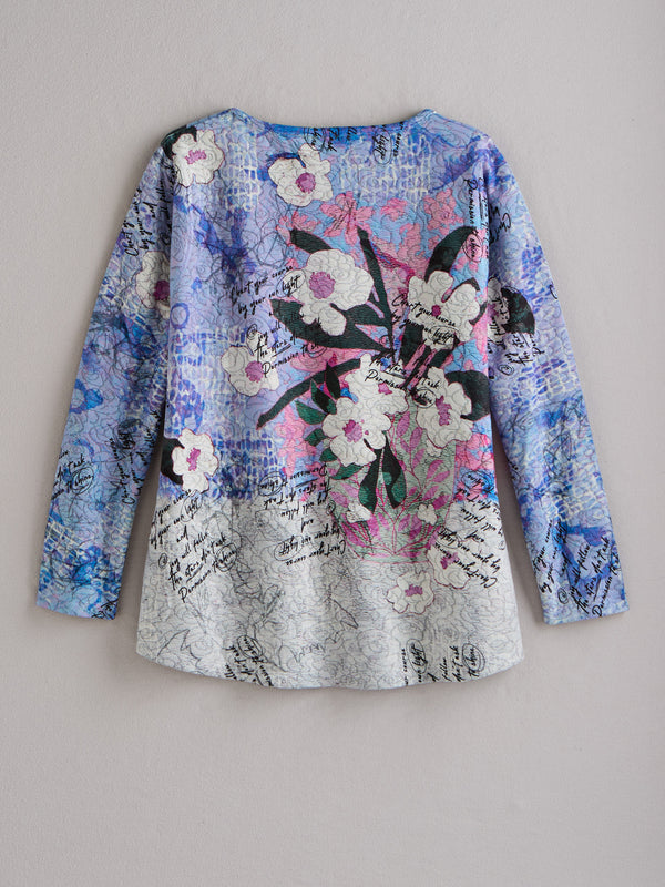 Flower and Script Quilted Top