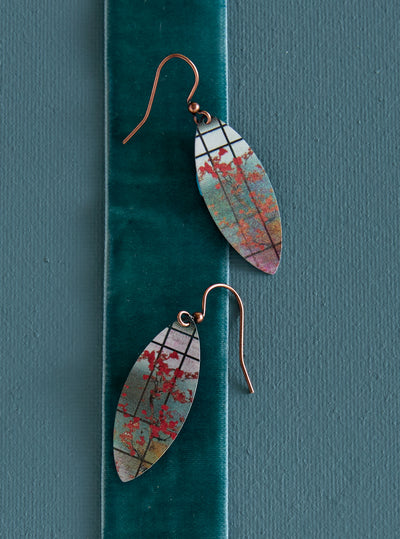 Cherry Blossom Shoji Earrings — Red