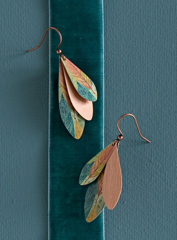 Green and Gold Forest Earrings