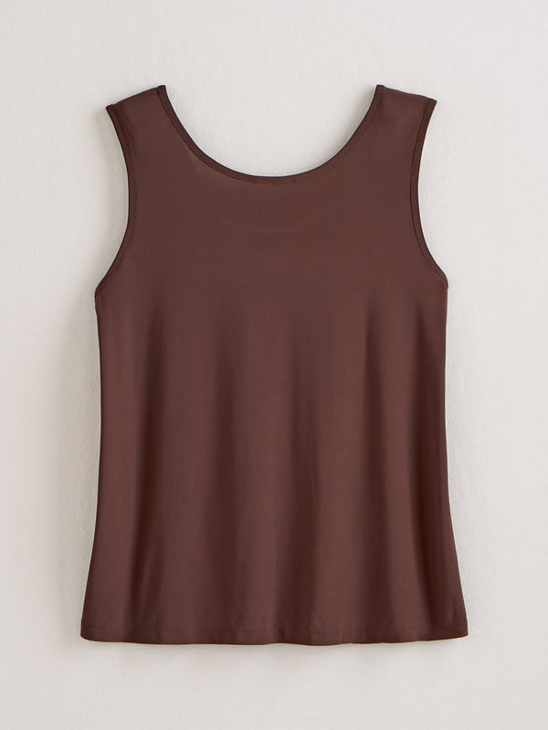 Sure Thing Dressy Tank — Brown