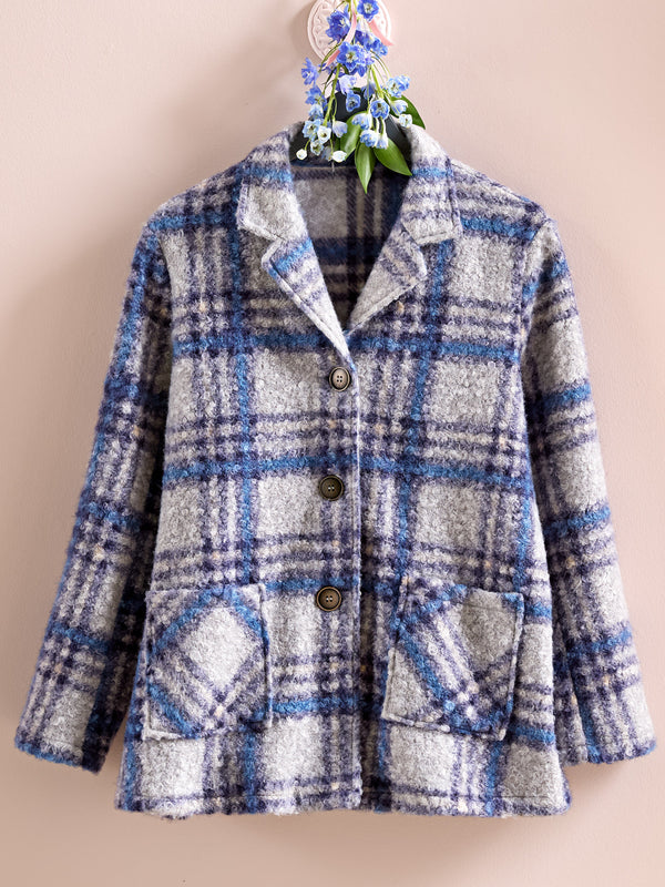 Après Plaid Bouclé Jacket — Gray