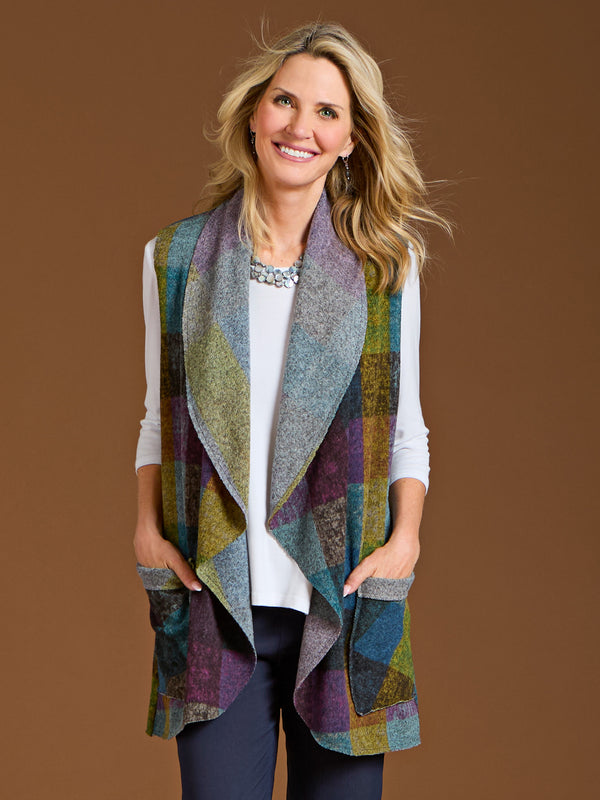Northern Lights Plaid Fleece Vest