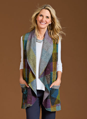 Northern Lights Plaid Fleece Vest