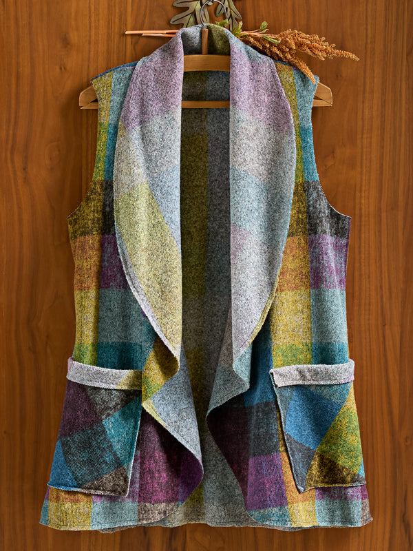Northern Lights Plaid Fleece Vest — Multi