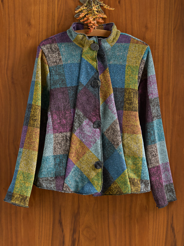 Northern Lights Plaid Fleece Jacket — Multi