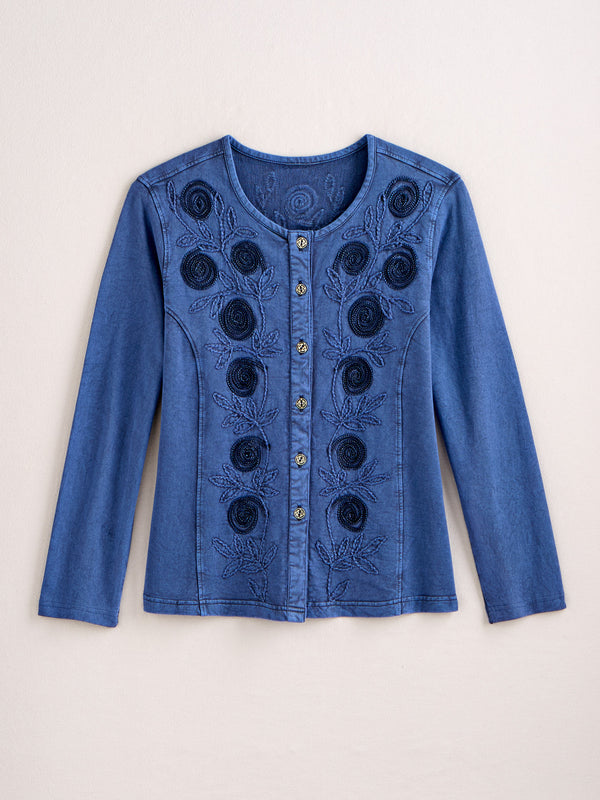 Soutache Rose Top — Blue