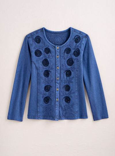 Soutache Rose Top — Blue