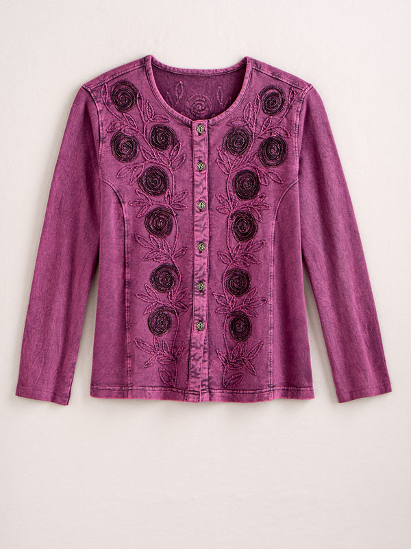 Soutache Rose Top — Plum
