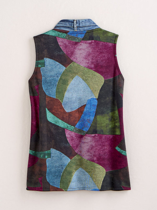 Chroma Color Denim-Detail Reversible Vest