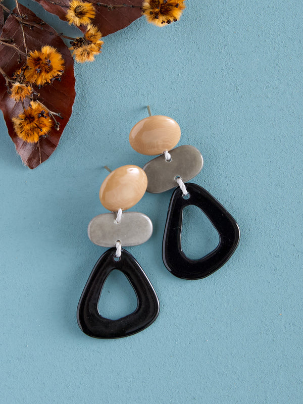 Rainforest Harvest Tiered Earrings — Black