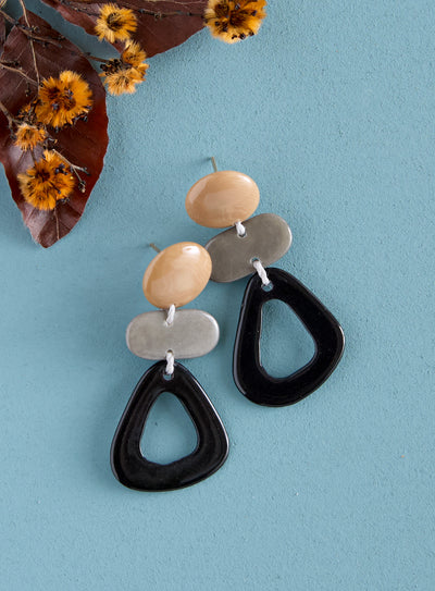Rainforest Harvest Tiered Earrings — Black