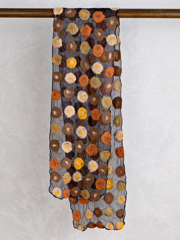 Floating Felt-on-Silk Scarf - Autumn Dots