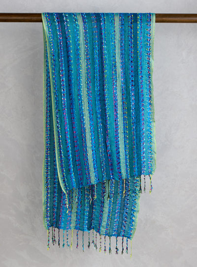 Scrunchable Stripes Scarf — Blue