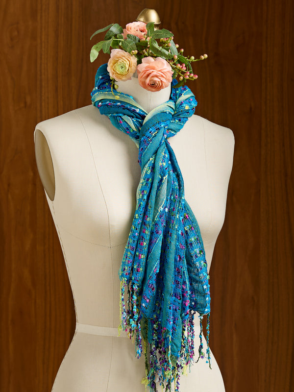 Scrunchable Stripes Scarf — Blue