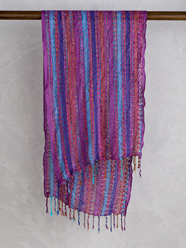 Scrunchable Stripes Scarf — Purple