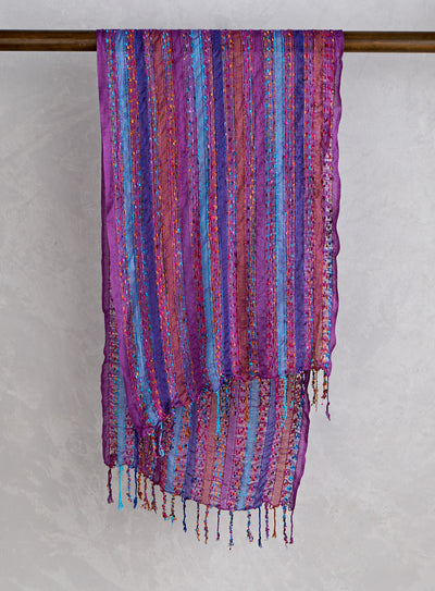 Scrunchable Stripes Scarf — Purple