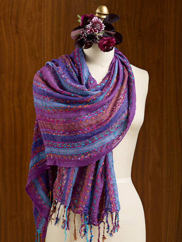 Scrunchable Stripes Scarf — Purple
