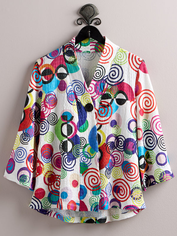 Spellbound Swirls Textured Flyaway Jacket — White