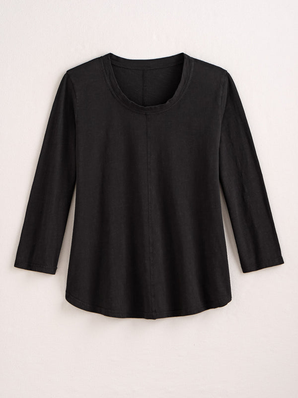 Classic Cotton Center-Seam Top - 3/4 Sleeve — Black