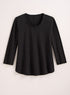 Classic Cotton Center-Seam Top - 3/4 Sleeve — Black