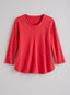 Classic Cotton Center-Seam Top - 3/4 Sleeve — Red