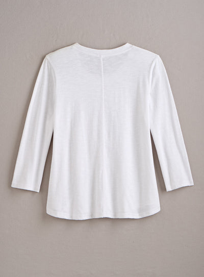 Classic Cotton Center-Seam Top - 3/4 Sleeve — White