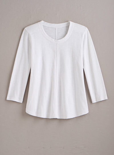 Classic Cotton Center-Seam Top - 3/4 Sleeve — White