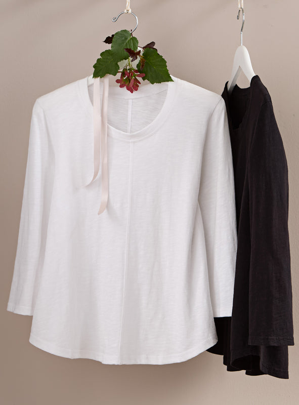 Classic Cotton Center-Seam Top - 3/4 Sleeve
