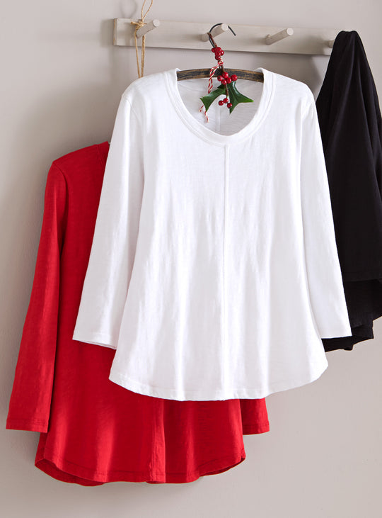 Classic Cotton Center-Seam Top - 3/4 Sleeve
