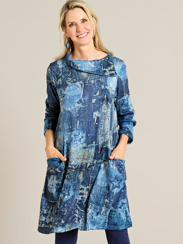 Splashy Stars Brushed Knit Tunic