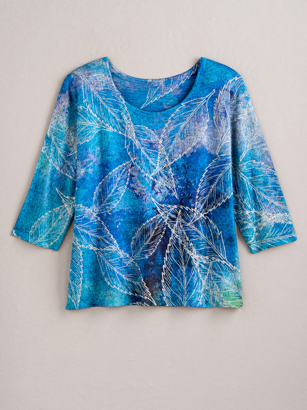 Auroraflora Brushed Knit Top — Blue