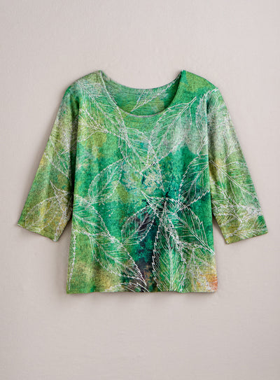Auroraflora Brushed Knit Top — Green