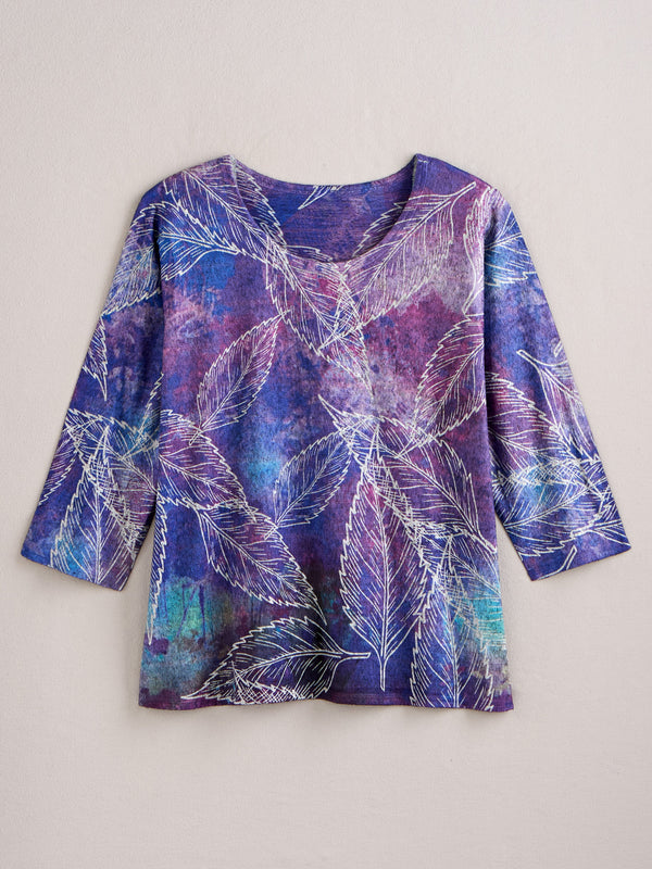 Auroraflora Brushed Knit Top — Purple