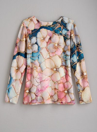 Cloisonné Dogwood Cozy Rib-Knit Top