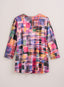 Glitchy Grid Rib-Knit Top — Pink
