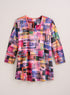 Glitchy Grid Rib-Knit Top — Pink