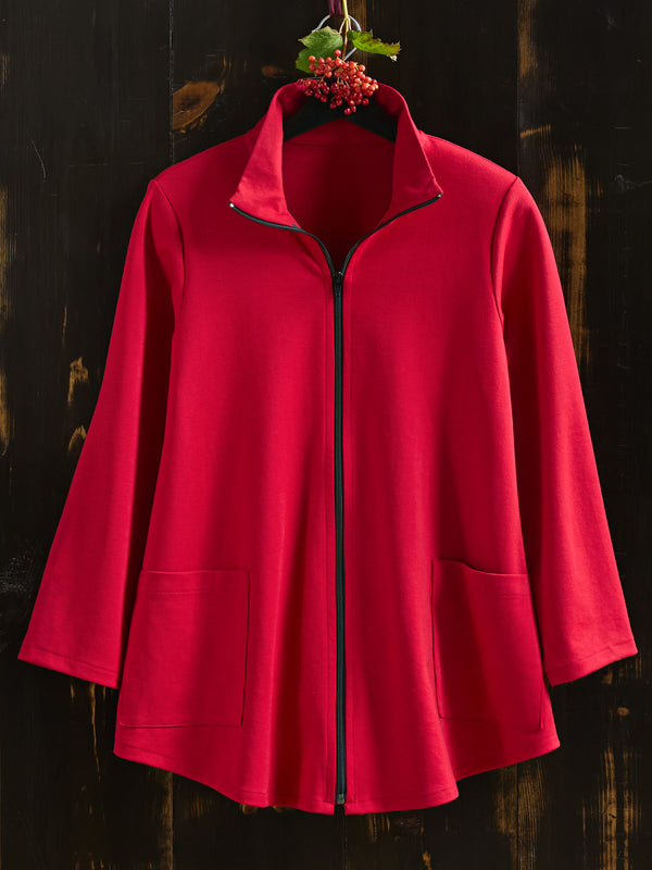 Ponte Everyday Zip Jacket — Red