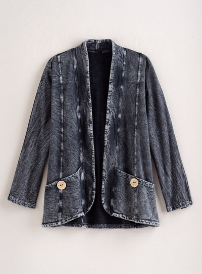 Double Pocket Cotton Fleece Jacket — Black