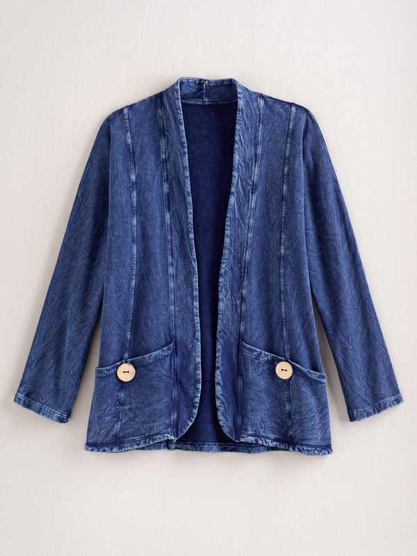 Double Pocket Cotton Fleece Jacket — Indigo