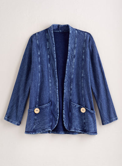 Double Pocket Cotton Fleece Jacket — Indigo