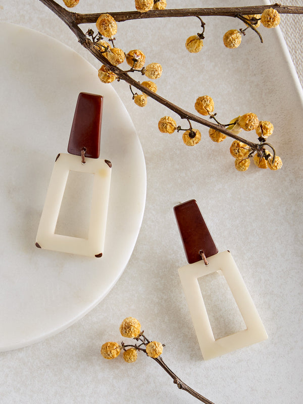 Neo Geo Tagua Earrings — Ivory