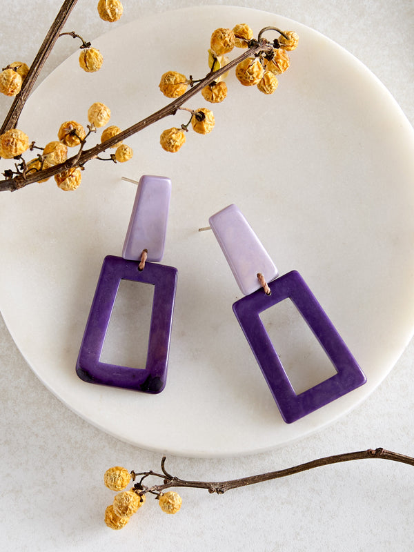 Neo Geo Tagua Earrings — Purple