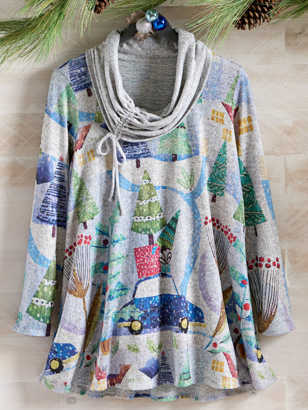 Holiday Drive Cowl Top — Gray