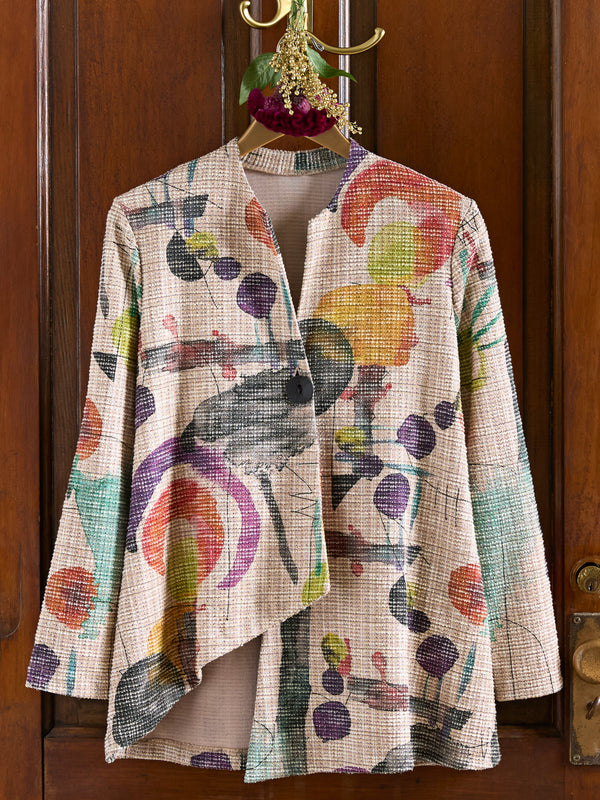 Confetti Weave Angled Hem Jacket — Multi