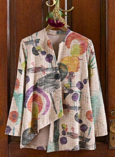 Confetti Weave Angled Hem Jacket — Multi