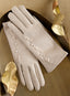 String of Pearls Touchscreen Gloves — Beige