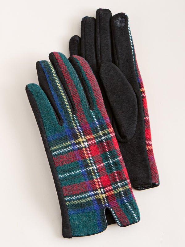 Soft Touch Tartan Plaid Gloves — Green