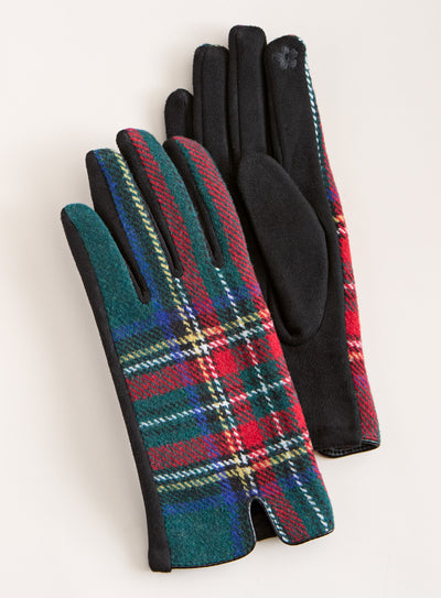 Soft Touch Tartan Plaid Gloves — Green