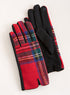 Soft Touch Tartan Plaid Gloves — Red